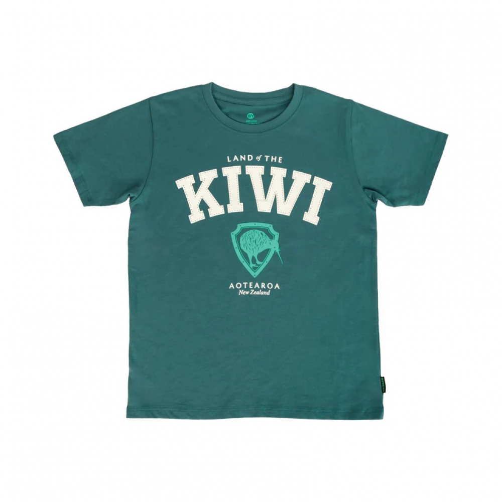 【儿童服饰】 新西兰儿童 Land of the Kiwi 奇异鸟之国T恤（深蓝绿色）