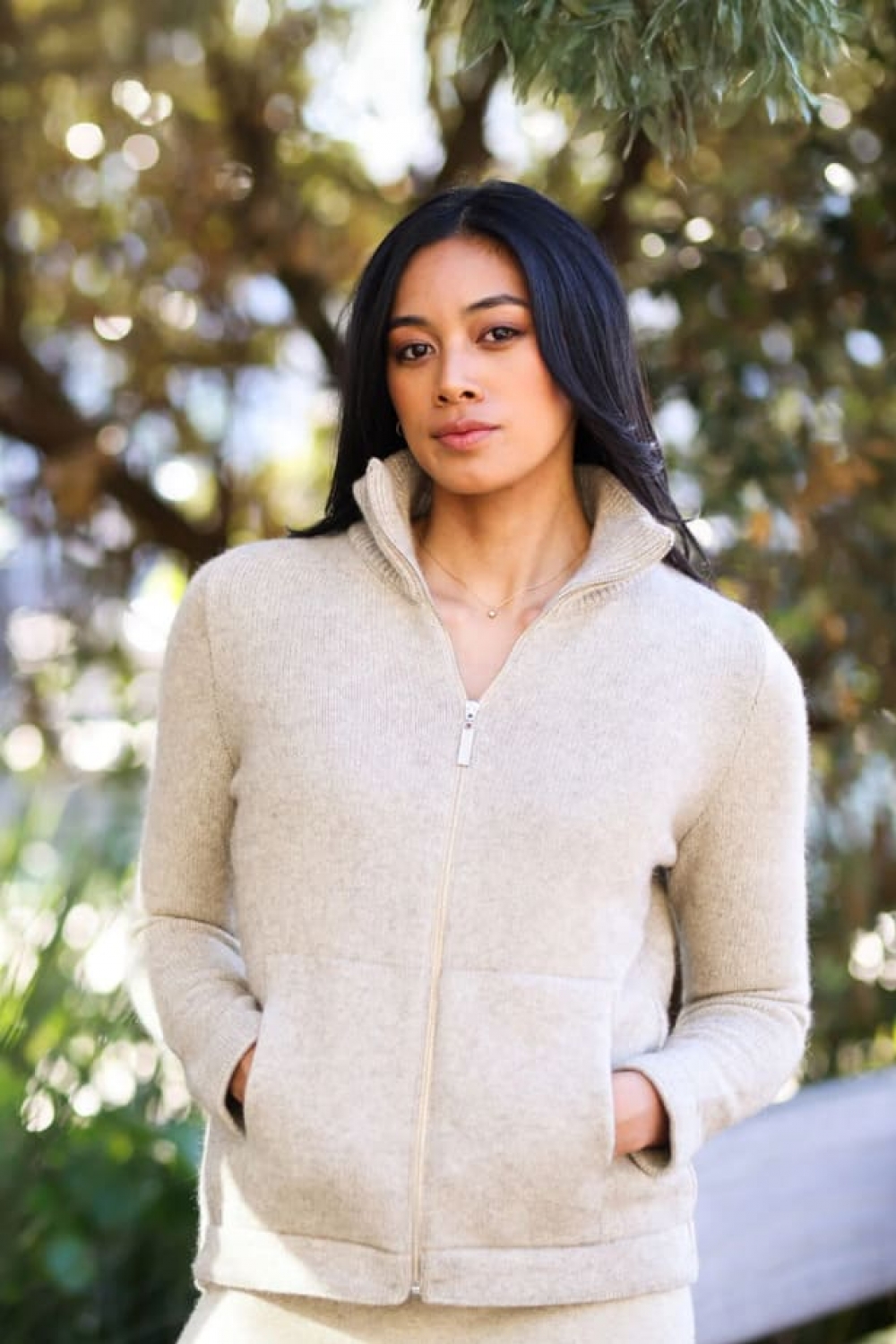 超细美丽诺羊毛口袋拉链外套（三色可选）