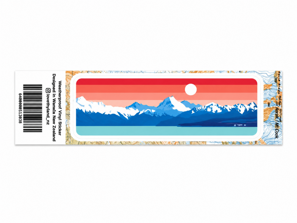 新西兰Aoraki Panorama 奥拉基库克山全景贴纸 120 x 50mm
