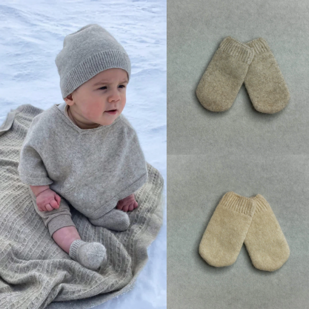 Kapeka婴儿美丽诺羊毛婴儿袜子（自然白色/浅米色）专为0-12月Baby设计