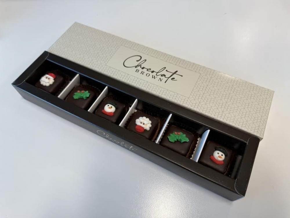 新西兰巧克力焦糖圣诞礼盒  手工制作 （6块装不同设计的巧克力）