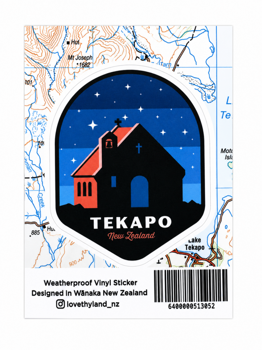 新西兰Lake Tekapo 特卡波湖贴纸 70 x 55mm